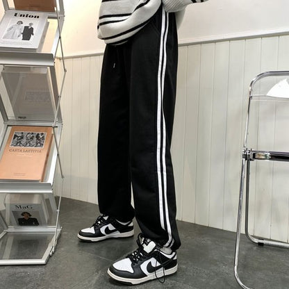 High Waist Striped Loose-Fit Wide-Leg Sweatpants