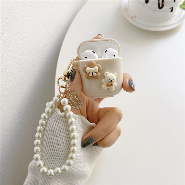 Case Skin Faux Floral Chain Earphone Pro Pearl / AirPods Bear