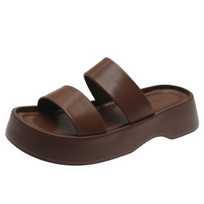 Platform Plain Slide Sandals