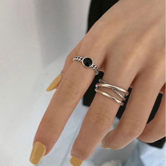 Rhinestone Alloy Open Ring / Layered Alloy Open Ring