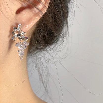 Grapes Dangle Alloy Earring Crystal Faux