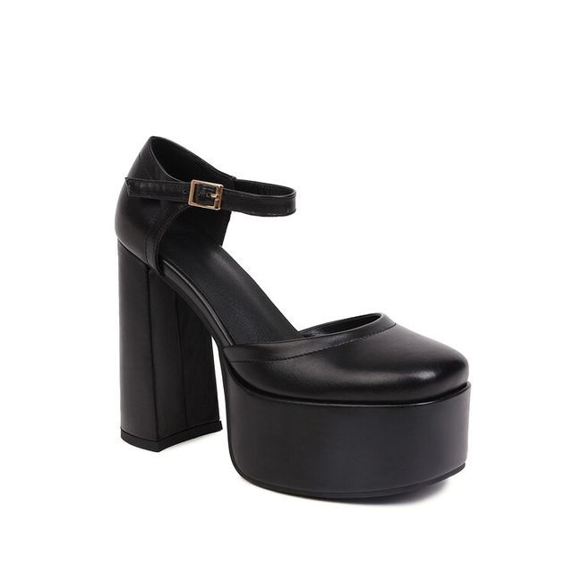 Platform Square Toe D'Orsay Block Heel Mary Jane Pumps