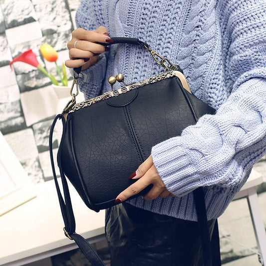 Top Lock Plain Handle Bag Crossbody Kiss