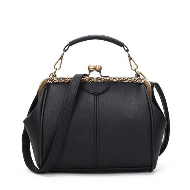 Top Lock Plain Handle Bag Crossbody Kiss