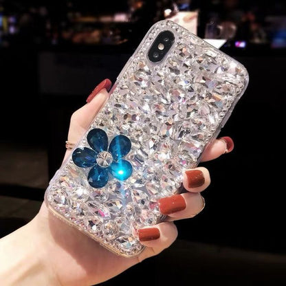 Rhinestone Case Floral Phone