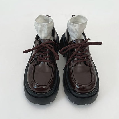 Shoes Platform Lace-Up Patent