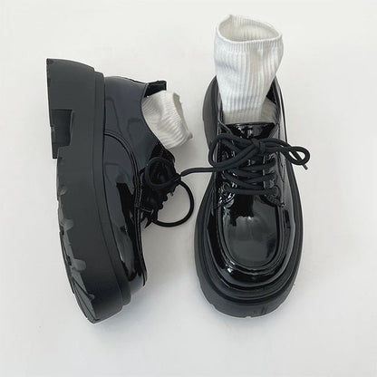 Shoes Platform Lace-Up Patent
