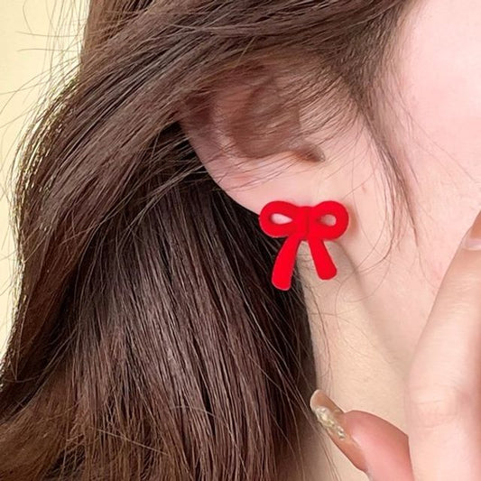 Flocking Earring Bow Stud