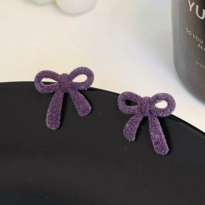 Flocking Earring Bow Stud