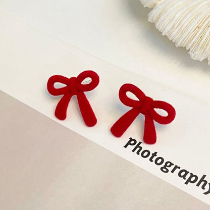 Flocking Earring Bow Stud