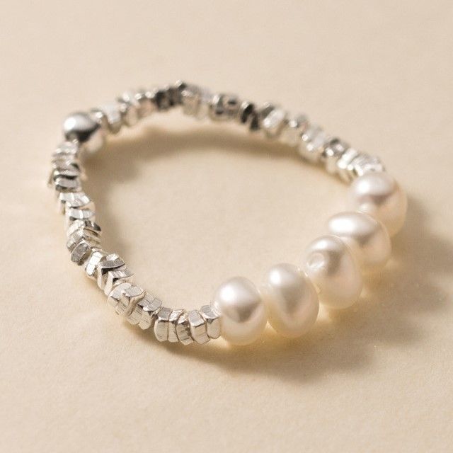 Faux Pearl / Irregular Sterling Silver Ring