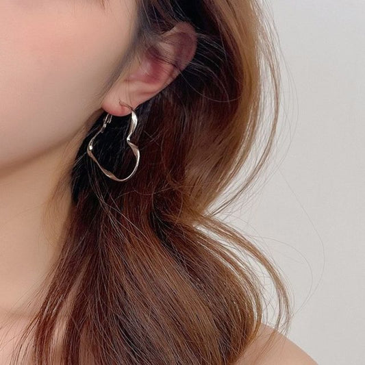 Hoop Clip-On Heart Earring /