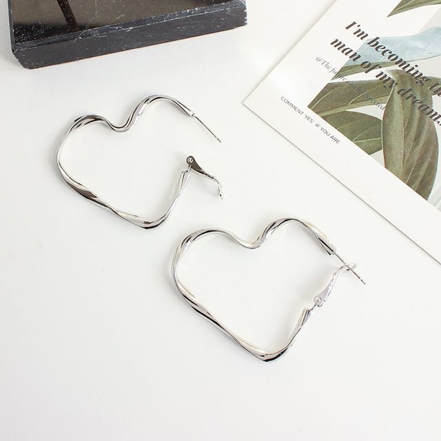 Hoop Clip-On Heart Earring /