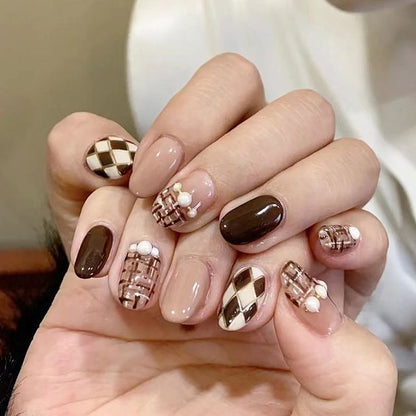 Argyle Faux Nail Tips