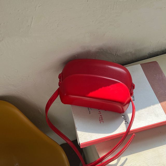 Flap Leather Buckled Faux Crossbody Bag