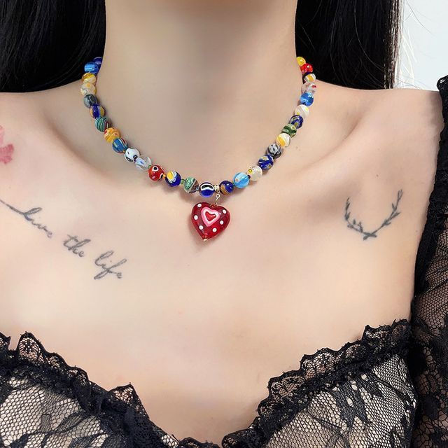 Pendant Print / Glass Earring Necklace