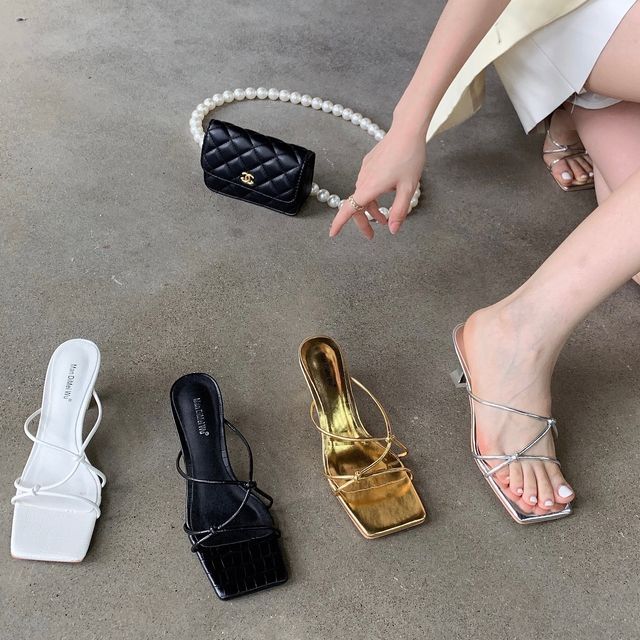 Strappy High Slide Heel Sandals