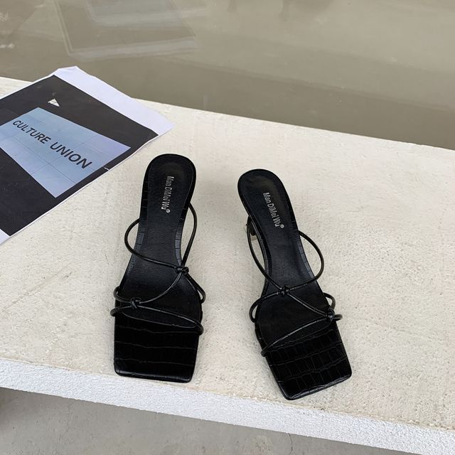 Strappy High Slide Heel Sandals