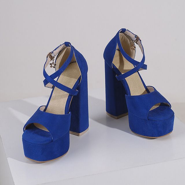 Platform Sandals Strap Ankle Heel Chunky