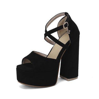 Platform Sandals Strap Ankle Heel Chunky