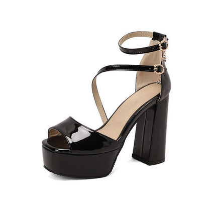 Peep Toe Platform Chunky Heel Sandals