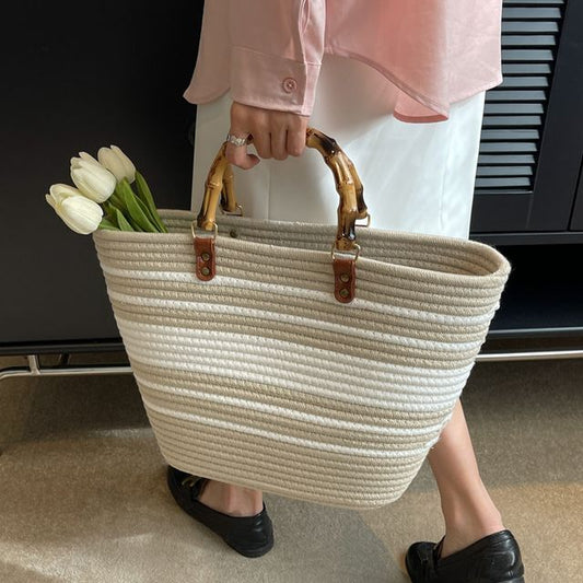 Straw Striped Tote Bag