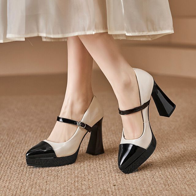 High Heel Pointy Mary Jane Pumps