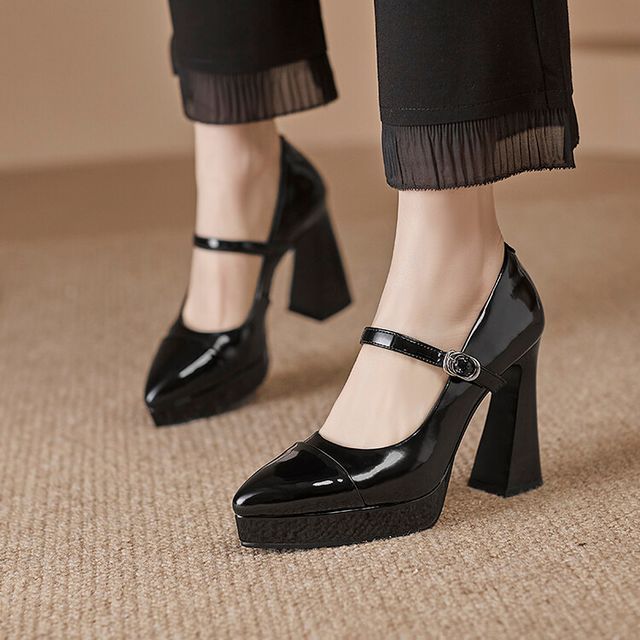 High Heel Pointy Mary Jane Pumps