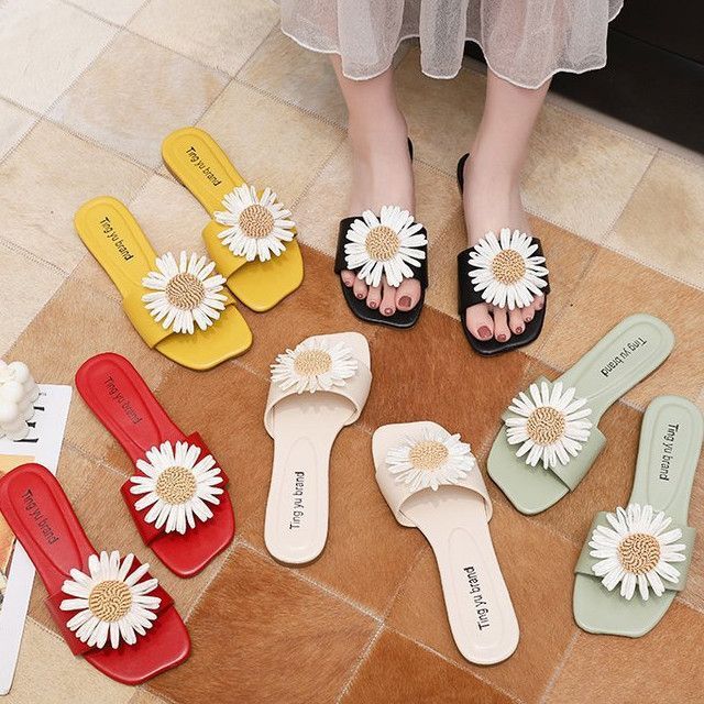 Sandals Slide Flower Applique