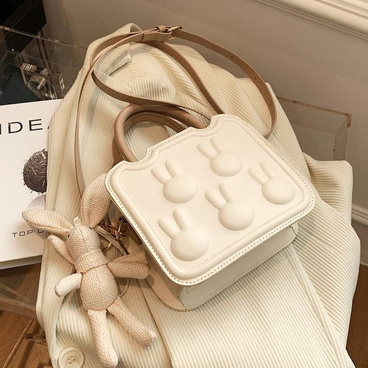 Leather Bag Handle Rabbit Top Crossbody Faux