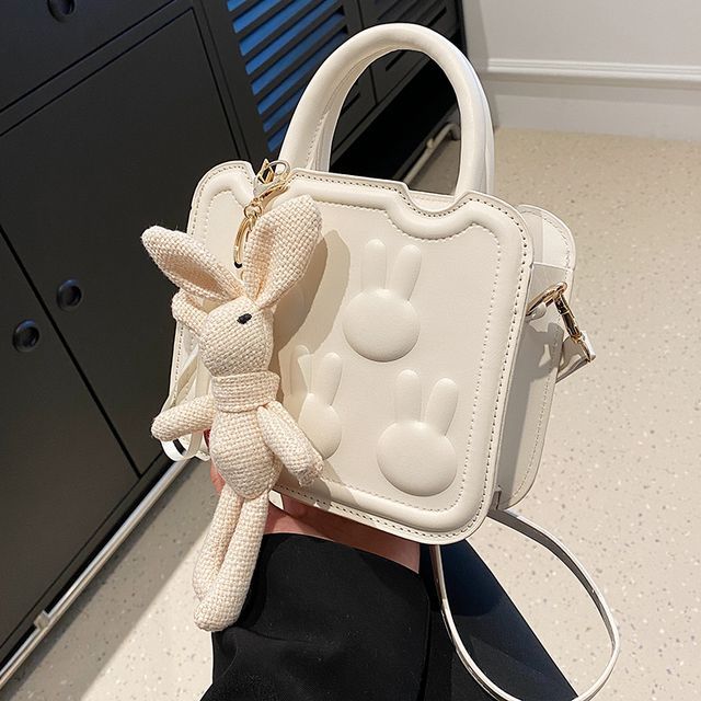 Leather Bag Handle Rabbit Top Crossbody Faux
