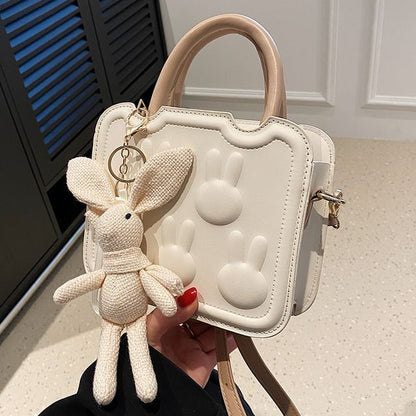 Leather Bag Handle Rabbit Top Crossbody Faux