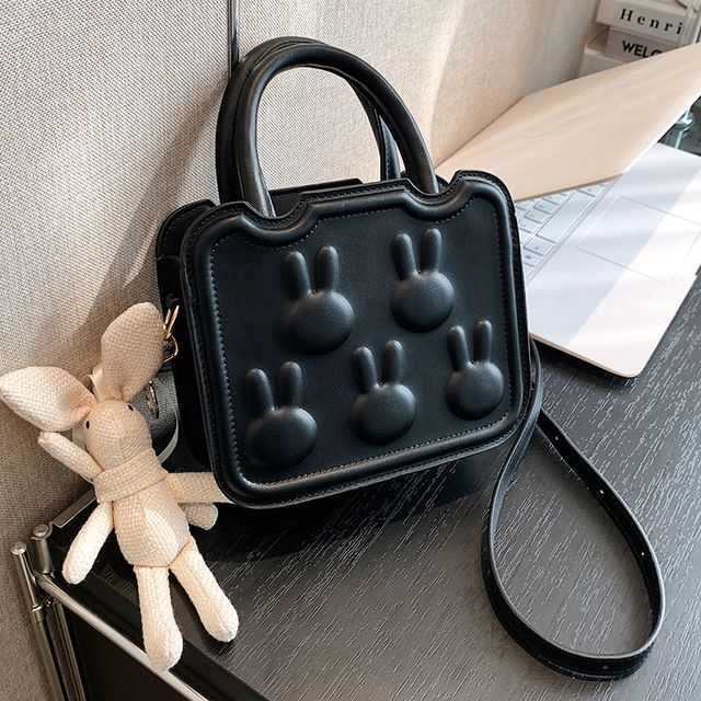 Leather Bag Handle Rabbit Top Crossbody Faux