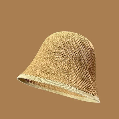 Knit Bucket Trim Hat Plain Contrast