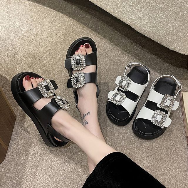 Rhinestone Platform Sandals Slingback
