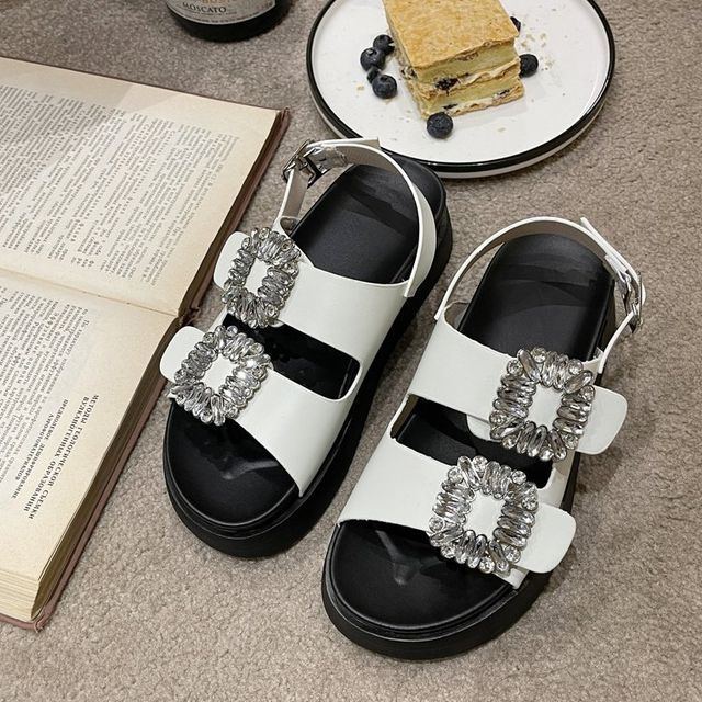 Rhinestone Platform Sandals Slingback