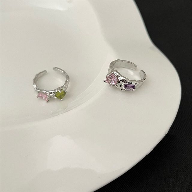 Rhinestone Alloy Open Ring (various designs)