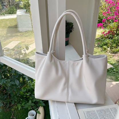 Shoulder Plain Leather Tote Faux