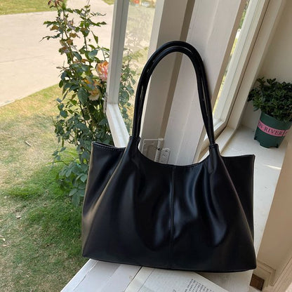 Shoulder Plain Leather Tote Faux