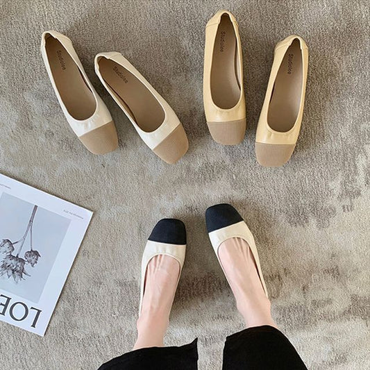 Flats Two-Tone Square-Toe