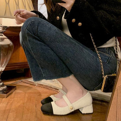 Pumps Block Jane Heel Cap-Toe Mary