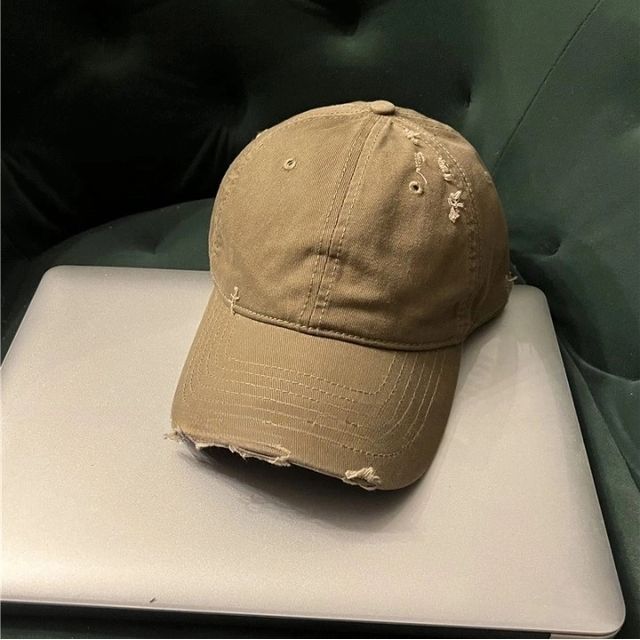 Cap Distressed Plain Baseball