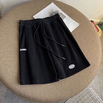 Lettering Drawstring Shorts Waist