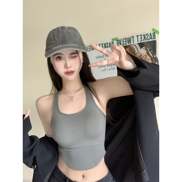 Plain Padded Halter Top