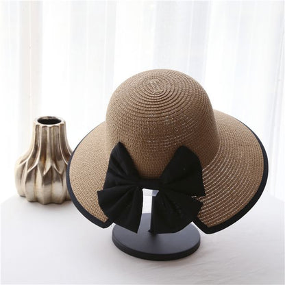 Bow Hat Piped Sun Straw