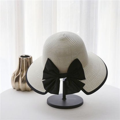 Bow Hat Piped Sun Straw