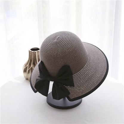 Bow Hat Piped Sun Straw