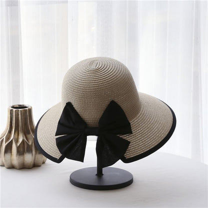 Bow Hat Piped Sun Straw