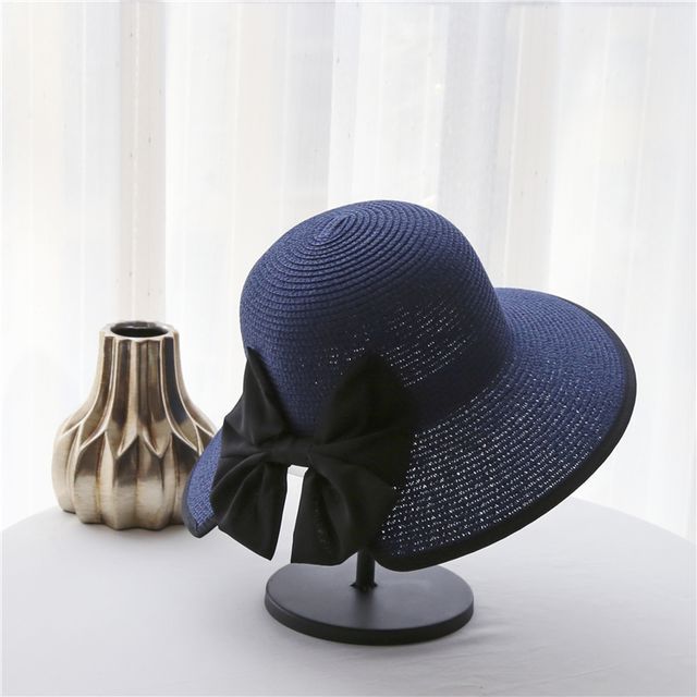 Bow Hat Piped Sun Straw