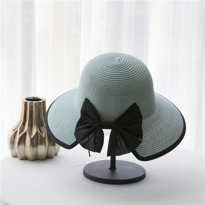 Bow Hat Piped Sun Straw